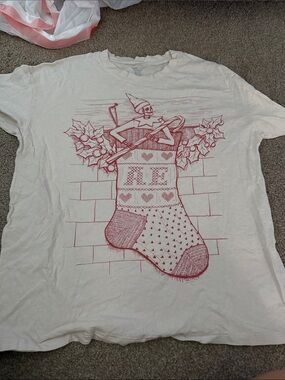 American Eagle Outfitters White Tee with Red Graphic